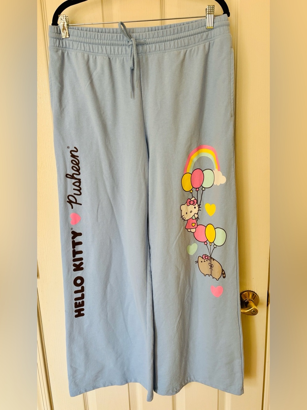 Hello Kitty x Pusheen Collaboration Light Blue Sweatpants ~ Women’s XL ~
